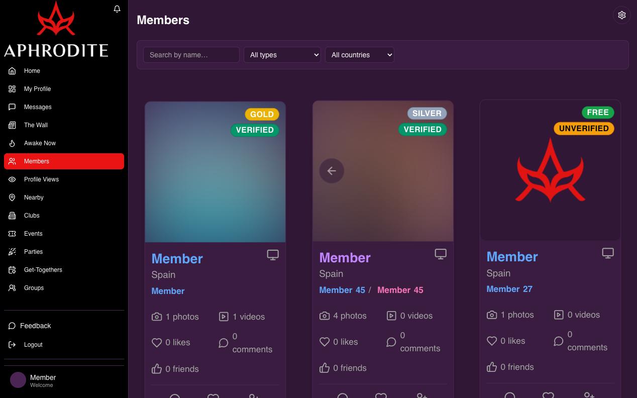 Members — every card carries the tier and the verification badge.